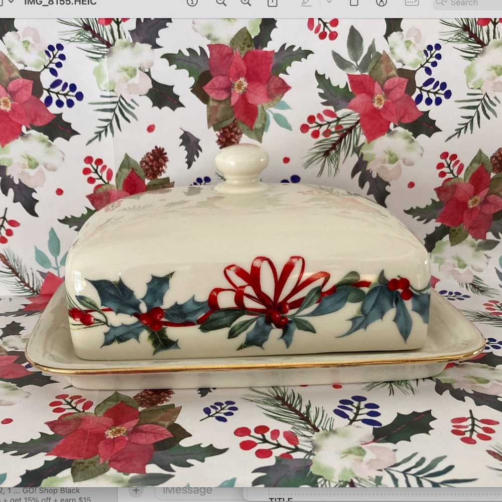 Lenox Winter Greetings Cardinal European-size Butter Dish